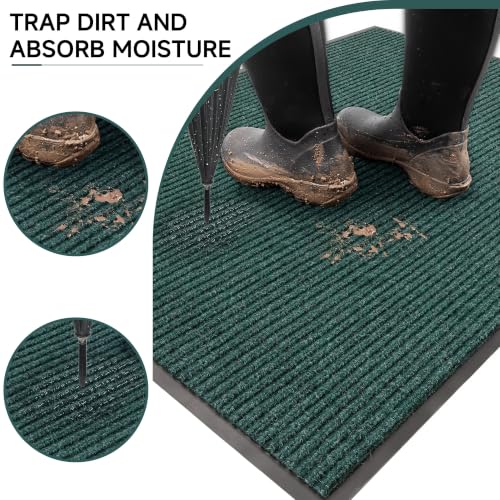 Front Door Mat (3' x 10' (Rectangular) / Green Striped)