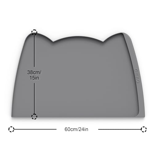 Large Dog Food Mat (24"L x 15"W / Dark Grey)