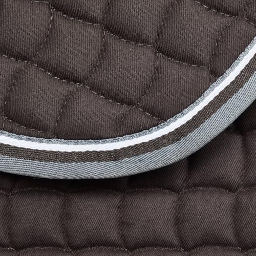Adepto Padded All Purpose Quilted Equestrian Saddle Pad for Horses with Two (Dark Brown / Horse)