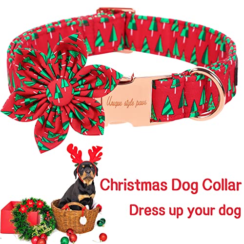Christmas Dog Collar with Flower Best Winter for Small Medium Large Dogs (Extra Small / Z-Christmas Tree)