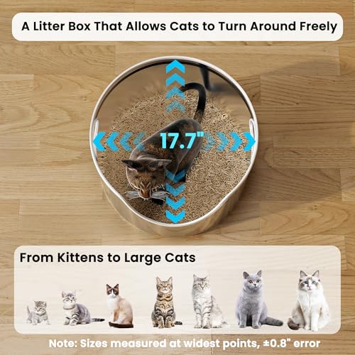 Stainless Steel Litter Box Metal with Integrated Round for XL