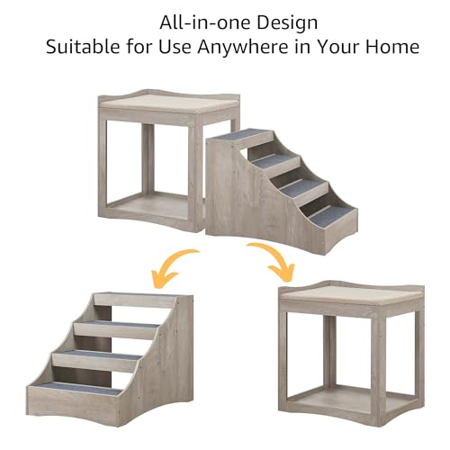 Large Pet Bunk Bed with Removable Step for Dogs and Cats (Grey / Large)
