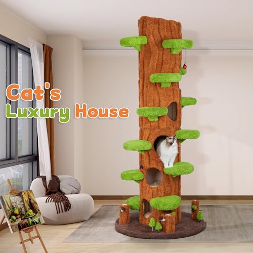 90.5 Inch Luxury Cat Tree with Scratching Post (90.5" / Green)