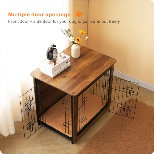 27" Dog Crate Furniture (Warm Brown / 27.2"L x 20.1"W x 23.6"H)