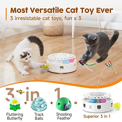 Cat Toys 3in1 Automatic Interactive Kitten Toy (White)