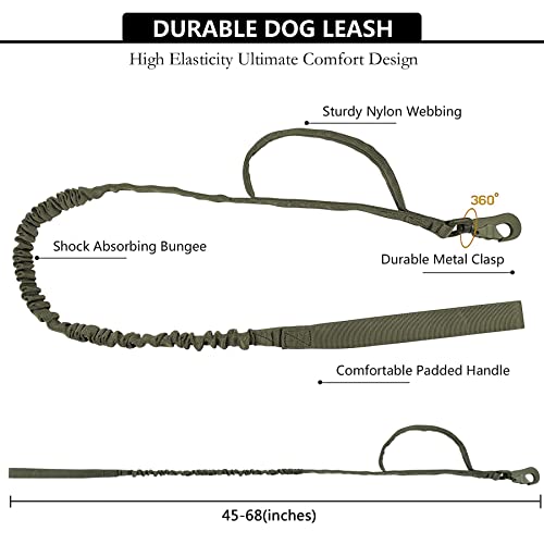 Tactical AirTag Dog Collar Leash Set (L(16.5"-20.5") / Green-SET)