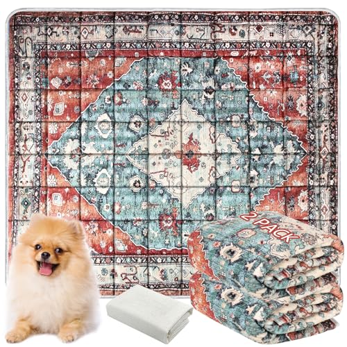 Washable Thickened Pee Pads for Dogs (36" x 42" (2 Pack, Thickened) / Red-2)