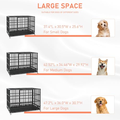 48" Heavy Duty Dog Crate for Large Dogs (47.2"L x 30.7"W x 36"H / Black)