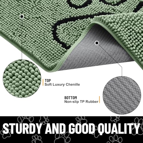Dog Door Mat for Muddy Paws (48"X30" / Olive Green and Black)