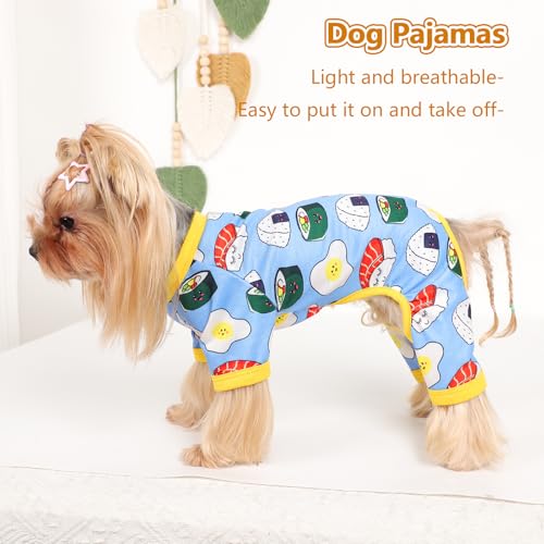 Dog Pajamas Small Sized Dogs Stretchable Summer Dog Clothes Pjs 4 Legs Girl Boy Cute Soft Puppy Outfits Doggie Cat Jammies Jumpsuit Sleeper for Pet (Bread / X-Small (Chest 11in ))