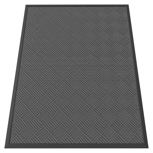 Indoor Outdoor Door Mat (Grey Diamond / 4' x 5' (Rectangular))
