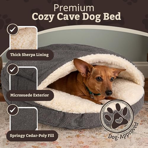 Cozy Cave Dog Bed (25.0"L x 25.0"W x 8.0"Th / Merlin Pewter)
