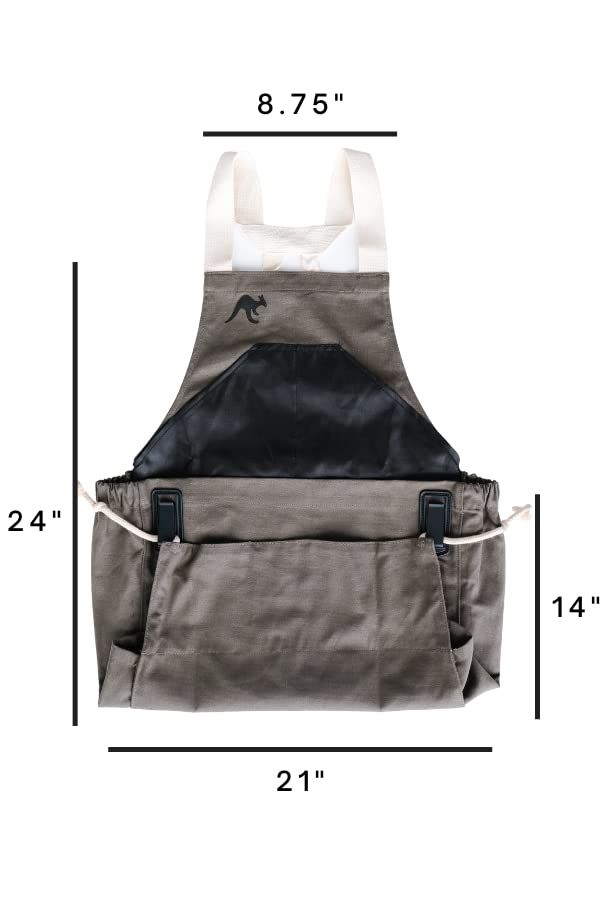 Roo Gardening Apron with Pockets for Women & Men (Roo-full Size / Taupe Grey)