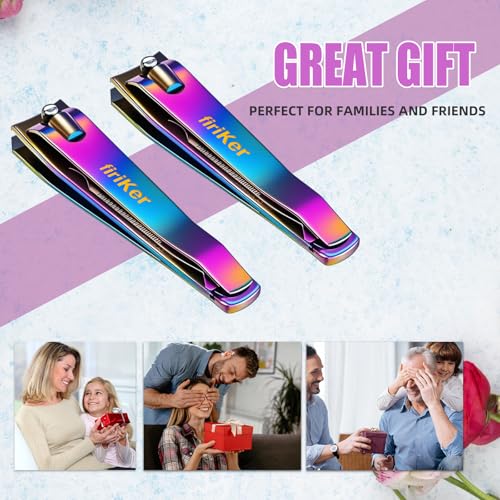 2 Pcs Rainbow Nail Clippers Set (Rainbow)