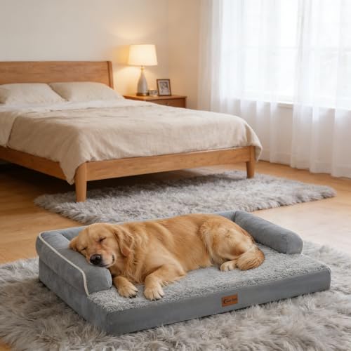 Waterproof Orthopedic Dog Bed for Medium Dogs (Grey / 35.0"L x 22.0"W x 7.0"Th)