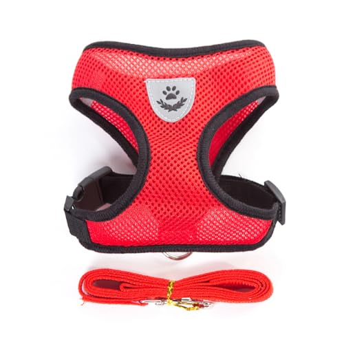 Red Cat Harness and Leash Set (red / XL：(Neck:14.56" chest:18.11"-24.01"))