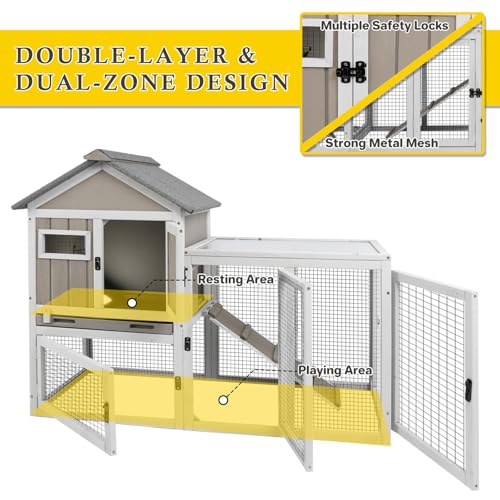 94''L Rabbit Hutch Outdoor Chicken Coop with Run (94"L x 23.6"W x 36"H)