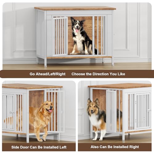 39.96" Dog Crate Furniture for 1 or 2 Dogs (White / 40.0"L x 27.6"W x 33.5"H)