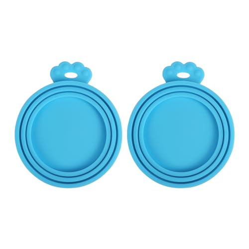 2 Packs Pet Food Can Covers Lids (Blue + Blue)
