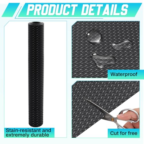 24 in X 10 ft Rubber Diamond Plate Garage Floor Mat (Diamond Plate / 24 in x 10 ft / Black)