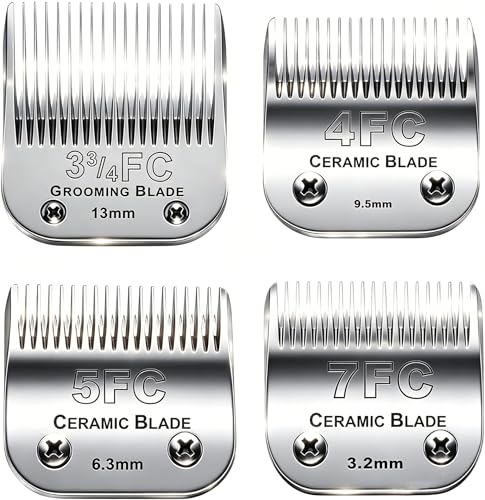 4PACK Dog Grooming Clipper Replacement Blades Compatible with Andis Pet Clipper (3fc+4fc+5fc+7fc)