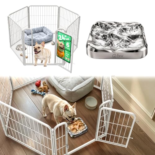 Homeplus Indoor Dog Playpen with Lick Mat (White / 24"H)