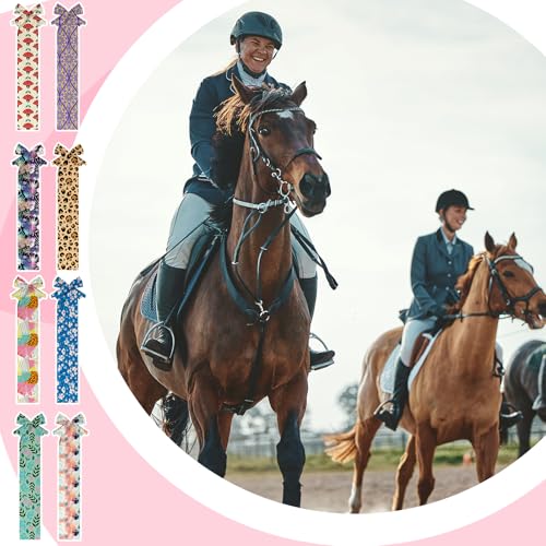 8 Pcs Horse Tail Bag Breathable Guard Stretchy 22" Slip on Horse Care Tail Wrap 2 Strand Closure Straps Grooming Supplies to Keep from Dirt Breakage Rubbing 8 Designs