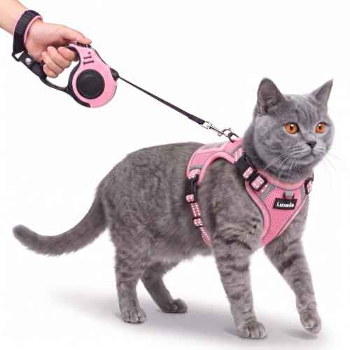 Escape Proof Cat Harness and Leash Set (Pink / M)