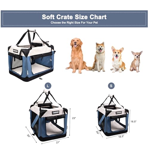3 Door Soft Dog Crates Kennel (6-Lake Blue)