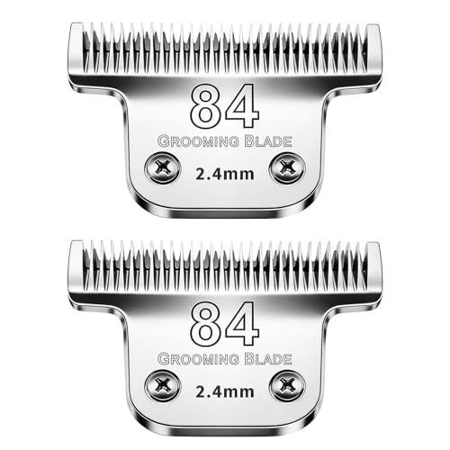 2Pack T 84 Wide Blade Dog Grooming Clipper Blades for Andis (Silver/T84-2pack)