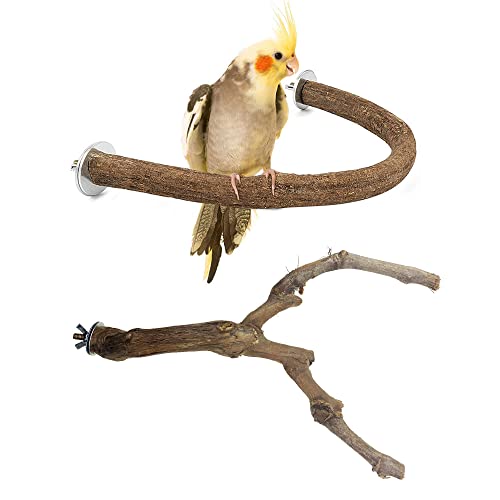 Bird Natural Wood Stand Perch Swing U Shape Natural Parrot Perch Bird Stand Pole for Parakeet
