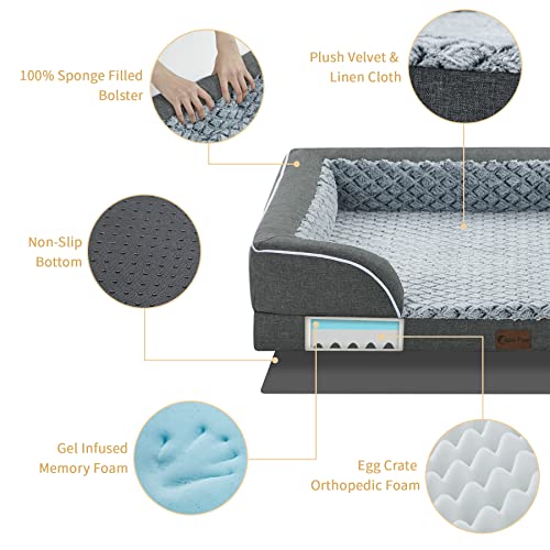 Waterproof Orthopedic Dog Bed for Large Dogs (Dark Grey / 36.0"L x 27.0"W x 8.0"Th)