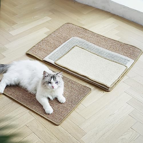 Cat Scratcher Mat (Cream-Thicken-23.6 x 15.7 Inch)