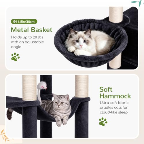 73in Corner Stable Cat Tree for Indoor Cats (Dark Grey / 73 inch)