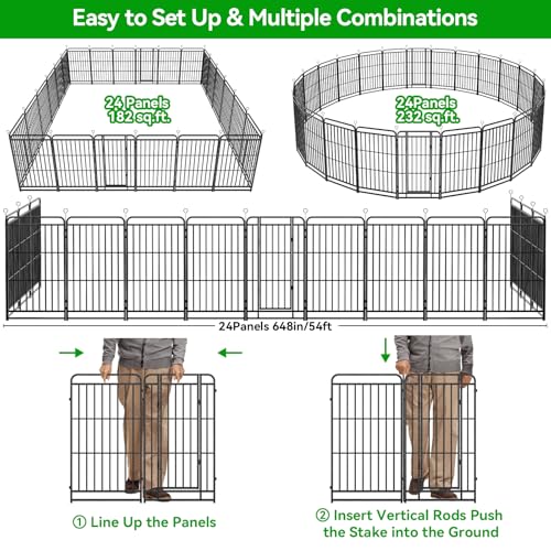 Heavy Duty Dog Playpen 24 Steel Panels 47" Height (27"W x 47"H)