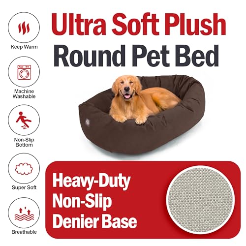 Suede Shredded Memory Foam Mix Calming Dog Bed Washable (Chocolate)