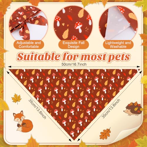 100 Pcs Fall Dog Bandanas Bulk Autumn Leaf Pumpkin Acorn Mushroom (Woodland Autumn / 19.7 x 13.8 x 13.8 Inch)