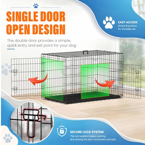 Dog Crate for Large Dogs 48 Inch Folding Kennel Metal Pet Cage Black (Black / 48.0"L x 29.0"W x 31.0"H)