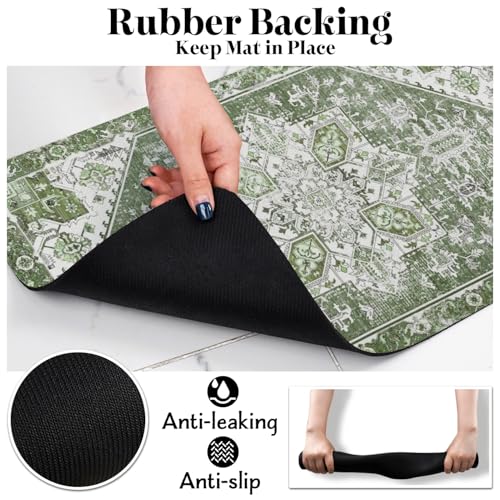 Dog Food Mats for Floors (Dark Green / S(12"×20"))