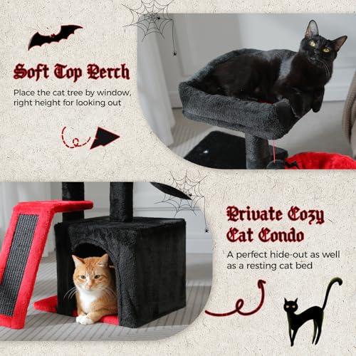 Cactus Cat Tree for Kittens & Small Cats (Black)