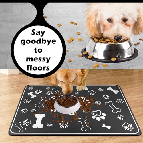 Pet Feeding Mat (18"L x 12"W / Square Black)