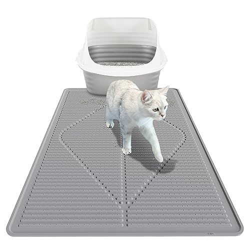 Cat Litter Mat Litter Trapping Mat XXL Grey Silicone Litter Box Mat (Grey)