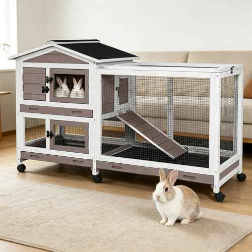 Rabbit Hutch Indoor Outdoor (Brown / 62.0"L x 22.6"W x 33.5"H)