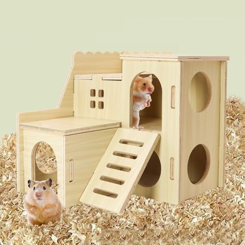 Tiny Hamster Maze Wood House with Slide House