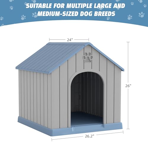 Dog House Outdoor Indoor (Blue1 / 26.18''L × 24.02''W × 25.98''H)