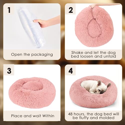 Dogs Bed for Small Dogs (Pink / 24.0"L x 24.0"W x 8.0"Th)