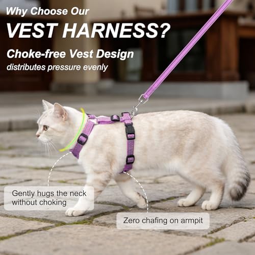 Cat Harness and Leash Set (Purple / M (Chest: 12 - 19"))