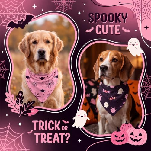 50 Pink Halloween Dog Bandana Bulk for Medium Dog Lover Gift (Halloween Pink / 25.6 x 17.7 x 17.7 Inch)