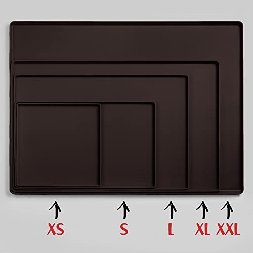 Dog Food Mat Waterproof Dog Bowl Mat for Food and Water (Large: 24" x 16" / Coffee)