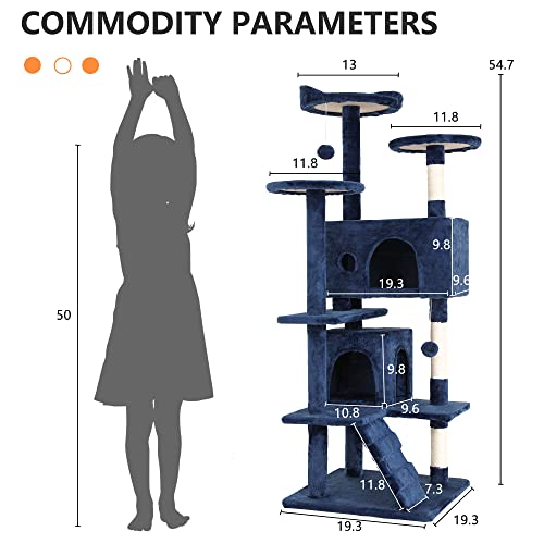 54" Cat Tree Tower (54in / Navy Blue)
